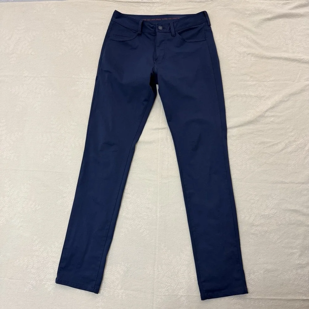 Rhone Commuter 5 Pocket Pants Mens 30 Navy Slim Performance Stretch Travel Blue